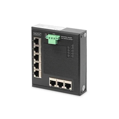 Image de DIGITUS DN 651110 Commutateur non géré 8 x 10/100/1000 (PoE+) + 2 Gigabit SFP (liaison montante) Montage sur rail DIN PoE+ DC power