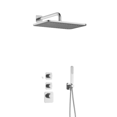 Afbeelding van Hotbath Gal Regendoucheset IBS40 Chroom Staaf Handdouche 40cm Hoofddouche Wandarm met wandhouder