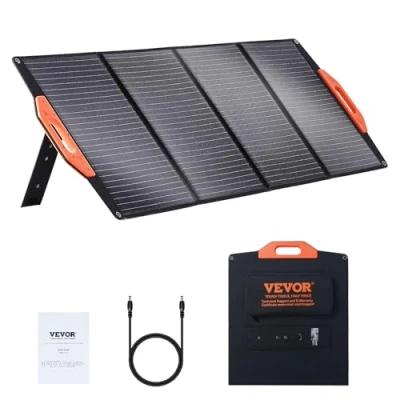 Image de VEVOR Panneau Solaire Portable 120 W Chargeur Pliable Monocristallin ETFE Efficacité de Conversion 23 % avec Type C, 18 V CC, Port USB QC3.0, Étanche IP67 pour Maison, Randonnée, Camping car