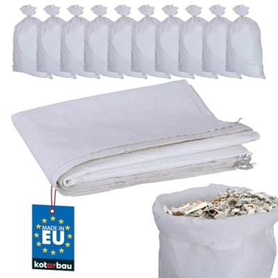 Afbeelding van KOTARBAU® 10 stuks PP stoffen zakken, 65 x 105 cm, 50 kg, wit