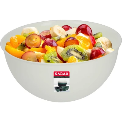 Afbeelding van KADAX kunststof kom, slakom, stapelbare mengkom, keukenkom, salade, deeg, vaatwasmachinebestendig (5 l, crème)