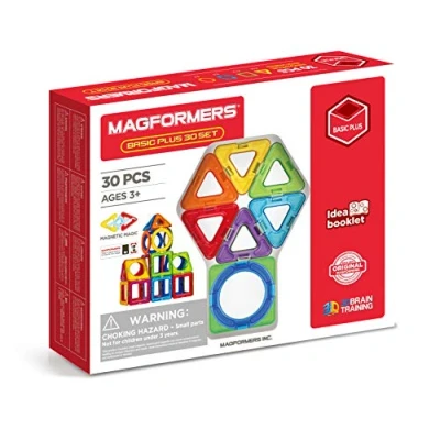 Afbeelding van Magformers Basic Plus Set bouwset 30 stuks magnetisch speelgoed 3,4,5,6,7 jaar jongens en meisjes Montessori educatief constructie