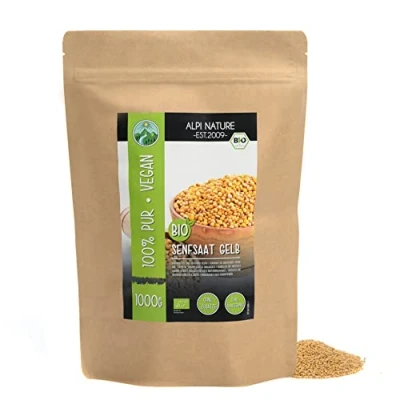 Afbeelding van biologische mosterdzaden geel en wit (1 kg), mosterdzaad, 100% natuurlijk, zonder additieven, wit, mosterdzaad