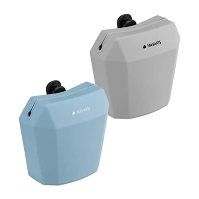 Afbeelding van Navaris honden belongingszakje Siliconen voertasje Set van 2 Traktatiezakje voor droogvoer en natvoer In grijs blauw