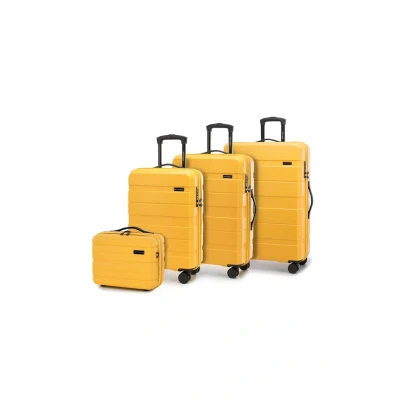 Afbeelding van WITTCHEN COMODO Line Set van 4 harde koffers ABS met TSA slot, maat S, M, L, en cosmeticakoffer, geel, kofferset delig, Geel.,