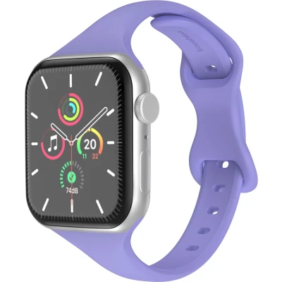 Afbeelding van imoshion Slim siliconen bandje Geschikt voor Apple Watch 1, 2, 3, 4, 5, 6, 7, 8, 9, 10, SE, Ultra (2) 44/45/46/49 mm Lila One Size