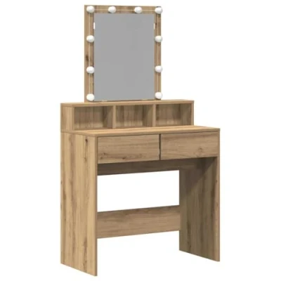 Afbeelding van vidaXL Kaptafel Ambachtelijk eiken Bewerkt hout Standaard Spiegel