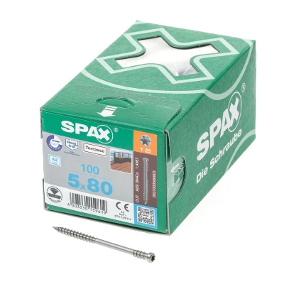 Afbeelding van Spax D Vlonderschroef 5x80mm 100 Stuks P / Doos T STAR Plus T25 RVS8