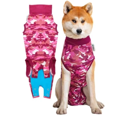 Afbeelding van Suitical Recovery Suit Hond: Maat L Roze camouflage