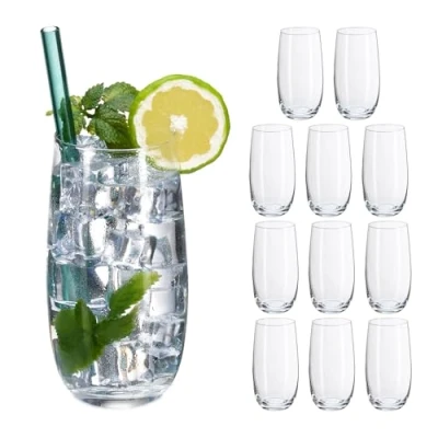 Afbeelding van Relaxdays drinkglazen set van 12 520 ml vaatwasserbestendig transparant