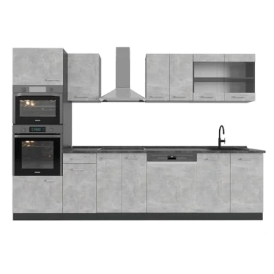 Afbeelding van Vicco Complete keukeneenheid R Line, Beton/antraciet, 300 cm met hoge kast, WB Antraciet