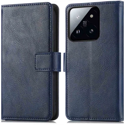 Afbeelding van imoshion Hoesje Geschikt voor Xiaomi 14T Met Pasjeshouder Luxe Bookcase Donkerblauw