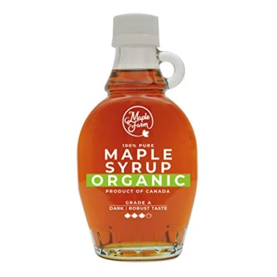 Afbeelding van MapleFarm Organic Canadian Maple Syrup Dark 189 ml (250 g) Grade A Biologische Canadese Pancake Glutenvrij Veganistisch