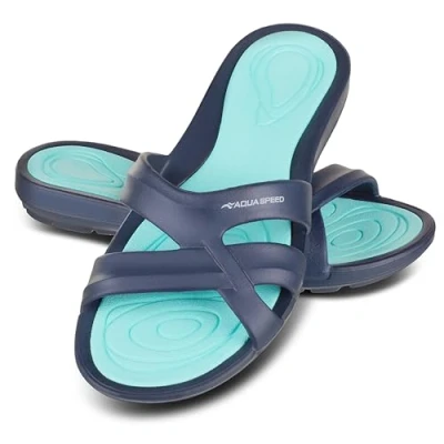 Afbeelding van Aqua Speed Badsandalen + microvezel handdoek set voor dames douchesandalen en meisjes saunasandalen badslippers