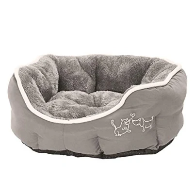 Afbeelding van Dehner Hondenbed en kattenbed Sammy, ovaal, ca. 45 x 40 14 cm, polyester, grijs