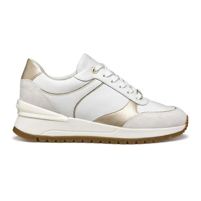 Afbeelding van Geox Desya Sneakers laag, Dames, Maat: 38, White/light gold Leer en imitatieleer