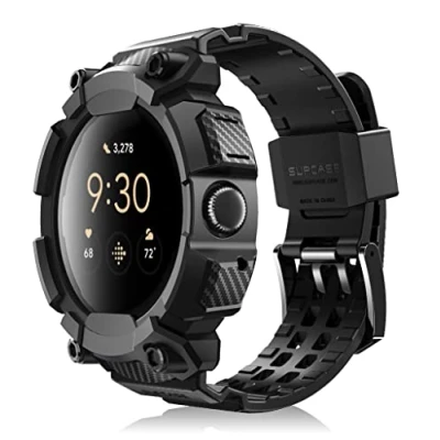 Afbeelding van SUPCASE Armband beschermhoes voor Google Pixel Watch/Pixel Watch 2 41 mm (2022/2023) [Unicorn Beetle Pro] bumper met reservearmband, robuuste bescherming, band, zwart., klassiek