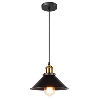 Afbeelding van IDEGU Retro hanglamp, industrieel design, Edison, lamp, plafondlamp, E27, kroonluchter, hanglamp van metaal, Ø 22 cm (zwart 1 stuk)