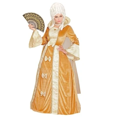Afbeelding van Widmann Middeleeuwen &amp; Renaissance Kostuum Venetiaanse Edelvrouw Federica Wit / Beige, Goud XL Carnavalskleding Verkleedkleding