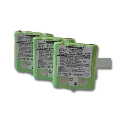 Image de Lot 3 batteries Li Ion vhbw 700mAh (4.8V) pour Talkie Walkie DeTeWe Outdoor PMR 8000, Reer 5005, Simvalley PX 1755, 1761. rempalce: MT700D03XXC.