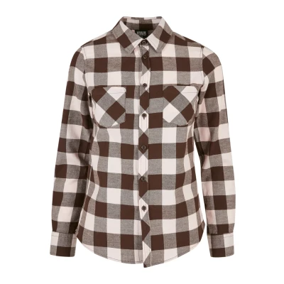 Afbeelding van Urban Classics Overhemdblouse, Dames, Maat: 4XL, Pink brown