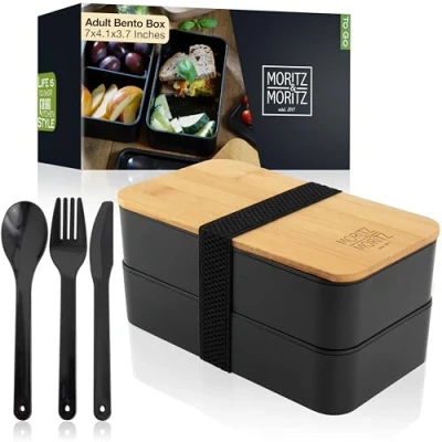 Afbeelding van Moritz &amp; Japanse Bento Box Perfecte lunchbox voor volwassenen en kinderen, broodtrommel met vakken, ideaal werk, school onderweg