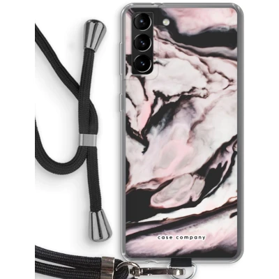 Afbeelding van Case Company® hoesje met Koord geschikt voor Samsung Galaxy S21 Plus Roze stroom Telefoonhoesje Zwart Bescherming aan alle Kanten en Over de Schermrand