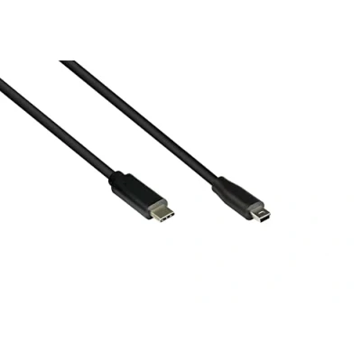 Afbeelding van Good Connections USB 2.0 aansluitkabel C stekker naar Mini B (5 polig) folie en gevlochten afscherming, koperen geleider 0,3 m / 30 cm zwart