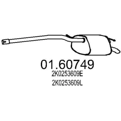 Afbeelding van MTS 01.60749 Einddemper 1210 VOLKSWAGEN: Caddy 3