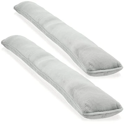 Afbeelding van COM FOUR® 2x tochtstoppers voor deuren en ramen microfiber windstoppers bespaar energie met (02 stuks grijs)