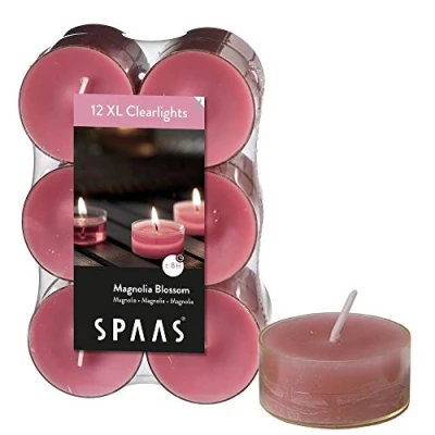 Afbeelding van Spaas Theelichten Clearlights Magnolia Blossom Branders Ø56x21 mm Roze 12 stuks Ca. 8 H