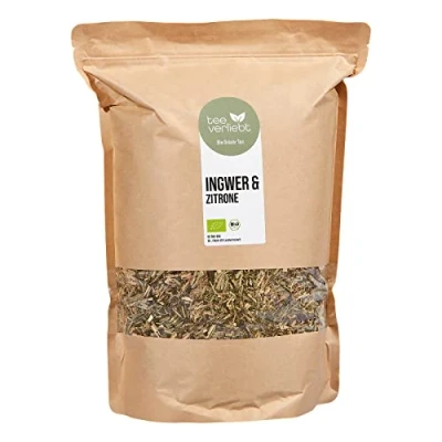 Afbeelding van FRUTEG biologische groene thee sencha gember en citroen, losse thee, typische met rustgevende fruitige uit gecontroleerde teelt, 1 kg, 1000 g