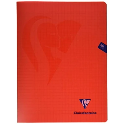 Afbeelding van Clairefontaine 333361C Notitieboek Mimesys rood, 24x32, 96 pagina&#039;s, grote ruiten, wit papier, 90 g, omslag van polypropyleen