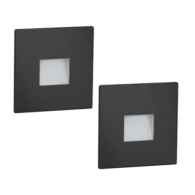 Afbeelding van ledscom.de LED trapverlichting/traplicht FOW voor binnen en buiten, downlight, hoekig, zwart, 85 x 85mm, warm wit, 2st.
