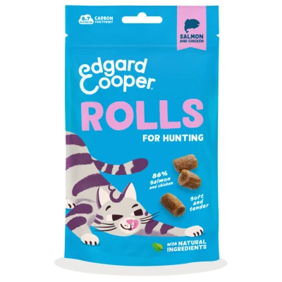 Afbeelding van 8x Edgard &amp; Cooper Adult Rolls Kattensnack Zalm 45 gr