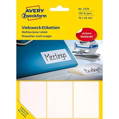 Afbeelding van Etiket Avery Zweckform 3329 76x39mm wit 192stuks