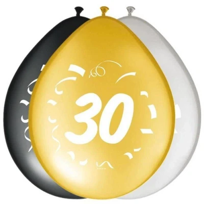 Image de Ballon 30 ans Or Black Argent 8 pièces