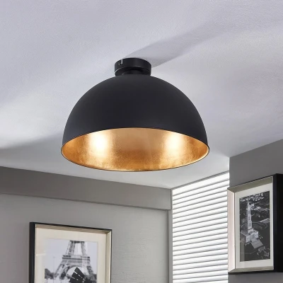 Afbeelding van Lindby plafondlamp 1licht Metaal H: 27.5 cm E27 zwart, goud mat