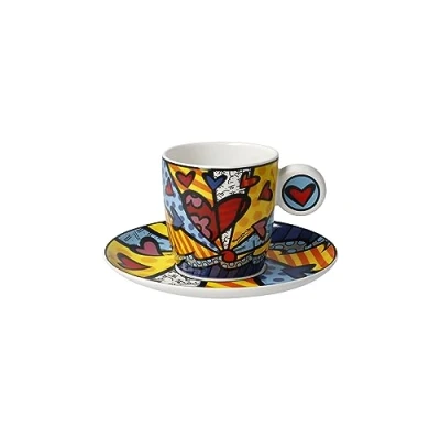 Afbeelding van Goebel Romero Britto Kop en schotel Espresso Smile Porselein 12cm 100ml