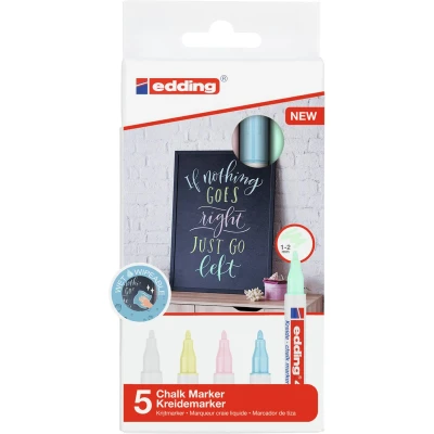 Afbeelding van edding 4085/5 S chalk marker set assorti ronde punt 1 2 mm set/5 st.