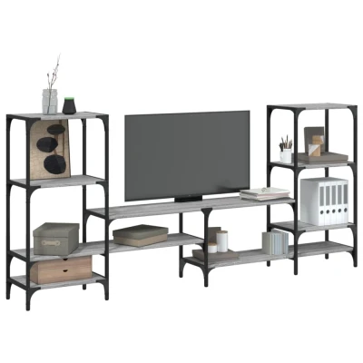 Afbeelding van Tv meubel 206,5x28,5x95 cm bewerkt hout grijs sonoma eikenkleur