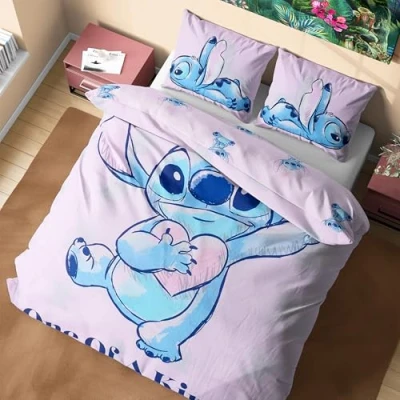 Afbeelding van Disney Stitch Beddengoedset met dekbedovertrek en kussensloop voor kinderen jongeren, eenpersoons of tweepersoonsbed (roze dubbel)