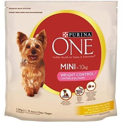 Afbeelding van 9kg Purina One Mini Weight Control / Sterilised Kalkoen &amp; Rijst Hondenvoer Droog