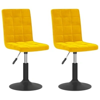 Afbeelding van vidaXL Eetkamerstoelen draaibaar 2 st fluweel mosterdgeel