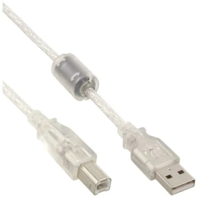 Image de InLine USB 2.0 cable Câble (P) pour type B 30 cm transparent, blanc