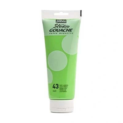Afbeelding van Pébéo gouache kleur, 220 ml, tube fijne kwaliteit, ideaal voor studie, 1 van lichtgroen 270 043