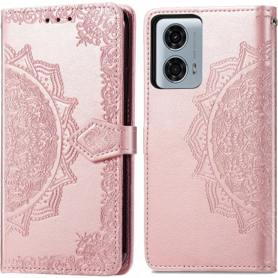 Afbeelding van iMoshion Hoesje Geschikt voor Motorola Moto G24 Power Met Pasjeshouder Mandala Bookcase Rosé Goud