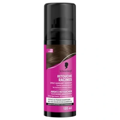 Image de Schwarzkopf Retouche Racines Cheveux Blancs Spray Masquant Temporaire S’efface au premier shampooing Noir, 120 ml (Lot de 1)