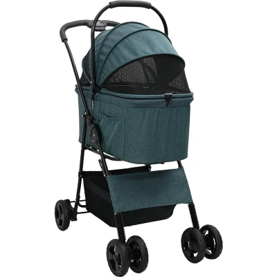 Afbeelding van vidaXL Opvouwbare Huisdier Kinderwagen Groen 81 x 47 99 cm
