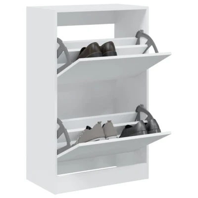 Afbeelding van Schoenenkast 60x34x96,5 cm bewerkt hout wit